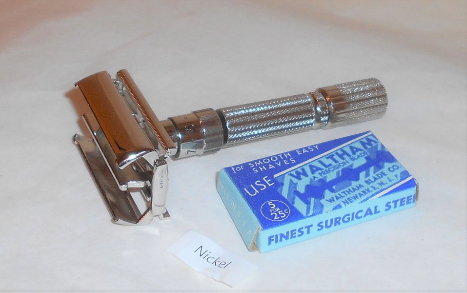 Gillette 1960 Fat Boy Razor Refurbished Replated Mirror Nickel F1- VX1 (17).JPG