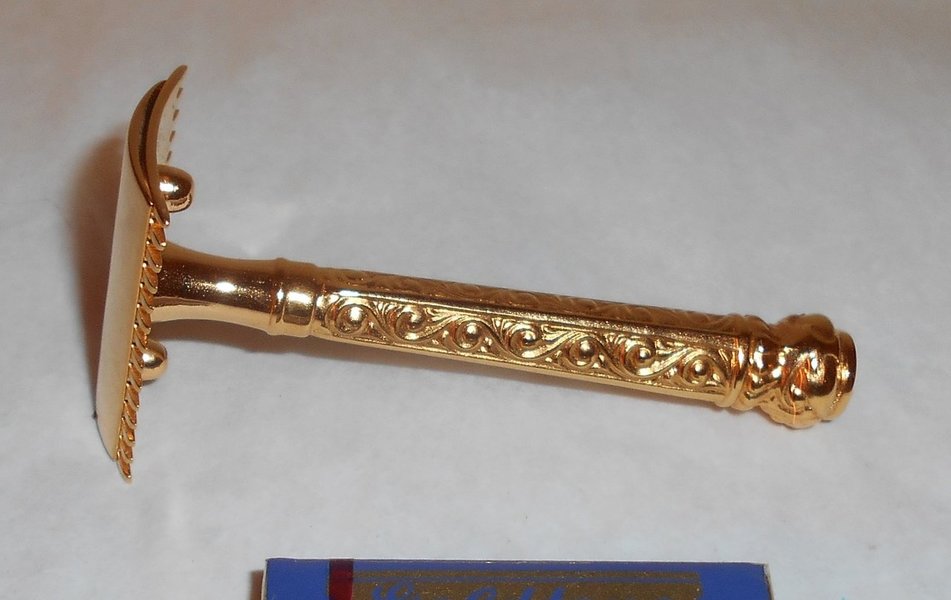 Gillette 1907 Flower ABC Razor W Blades Extremely Scarce Refurbished Re-Plated 24 Karat Gold (7).JPG