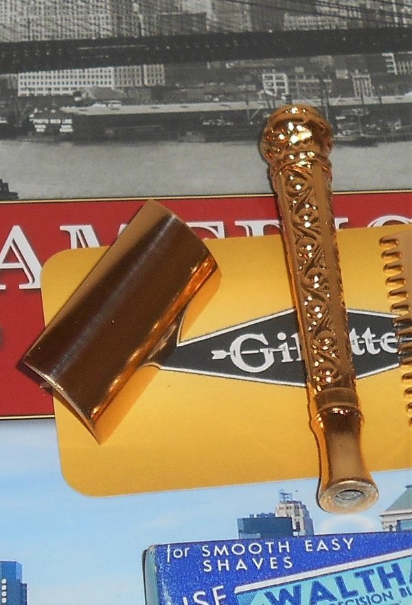 Gillette Flower ABC Razor Three Piece Refurbished Replated 24 Karat Gold Z–88 (25).JPG