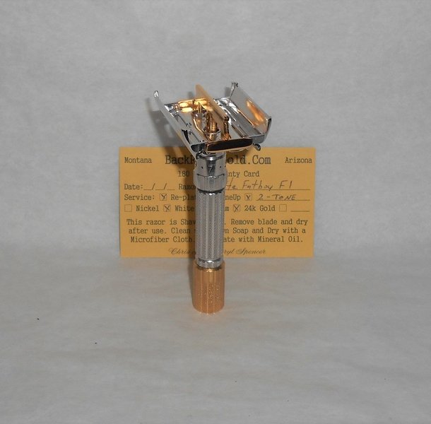 Gillette 1960 Fat Boy Razor Refurbished Replated White Platinum 24 ^ Gold F1–ZQ (55).JPG