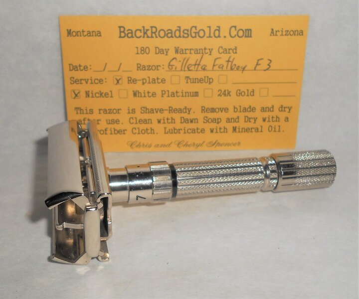 Gillette Fat Boy Razor 1960 TTO Adjustable Refurbished Replated Mirror Nickel E3–BB (48).JPG