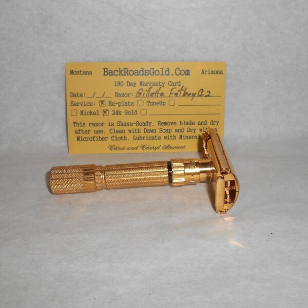 Gillette Fat Boy Razor 1961 TTO Refurbished Replated 24 Karat Gold G2–19 (23).JPG