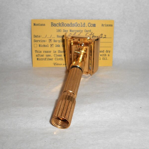 Gillette Fat Boy Razor 1961 TTO Refurbished Replated 24 Karat Gold G2–19 (30).JPG